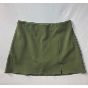 Women's Olive Green Knit High Wasted Mini Skirt
